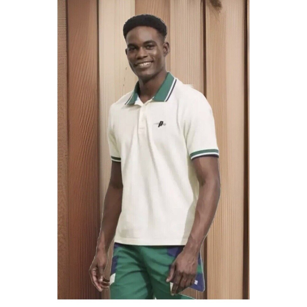 Prince Men's Ivory Pickleball Collared Pinpoint Oxford Polo Shirt New w/tags